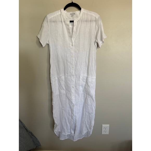 NWOT Women’s James Perse Linen Shirtdress in White SZ 2 / US M - Picture 4 of 6